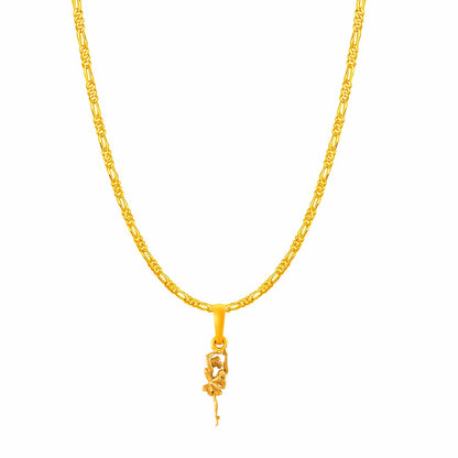 22KT Gold Plated Silver (92.5% Purity) Pure Silver Stylish & Fashionable Happy Dancing girl Chain Pendant (Locket with Figaro Chain-22 inches) for Men