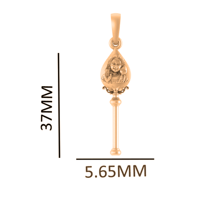 22CT Gold Plated Sterling Silver 92.5% Purity God Kartikeya Pendant with Figaro Chain 22 Inches for Men by Akshat Sapphire MPSF7374_Gold