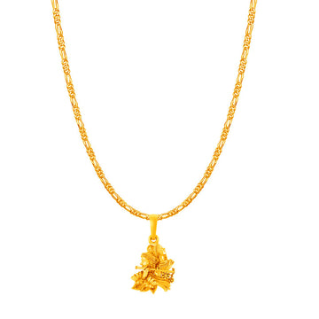 Akhsat Sapphire 22KT Gold Plated Sterling Silver (92.5% purity) God Radha Krishna Chain Pendant (Pendant with Figaro Chain-22 inches) for Men & Women Pure Silver Lord Radha kishan Chain Locket for Good Health & Wealth