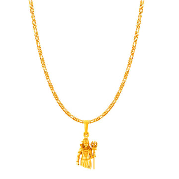 Akshat Sapphire 22KT Gold Plated Sterling Silver God Shiva Pure Silver 92.5% purity Chain pendant by Shiva Pendant (Pendant with Figaro Chain-22 inches)