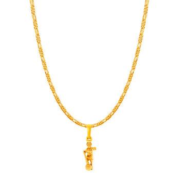 Akshat Sapphire 22KT Gold Plated Sterling Silver God Hanuman Chain Pendant (Pendant with Figaro Chain- 22 inches) for Men & Women Pure Silver Lord bajrang bali Chain Locket for Good Health & Wealth