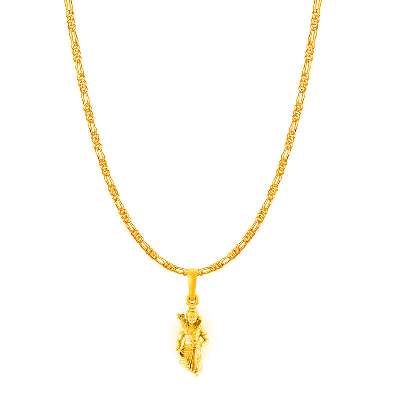 Akhsat Sapphire 22KT Gold Plated Sterling Silver (92.5% purity) God Ram Ji chain Pendant (Pendant with Figaro Chain-22 inches) for Men & Women Pure Silver Bhagwan Shri Ram Locket for Good Health & Wealth