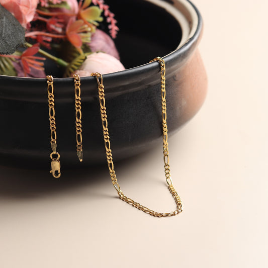 Akhsat Sapphire 22KT Gold Plated Sterling Silver (92.5% purity) Spiritual God Gautam Buddha Chain Pendant (Pendant with Figaro Chain-22 inches) for Men & Women Pure Silver religious Gautam buddh Chain Locket for Good Health & Wealth