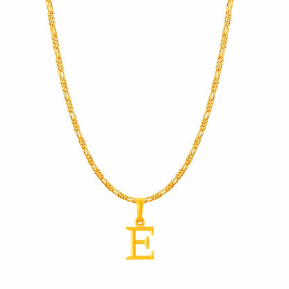 22KT Gold Plated Pure Silver (92.5% purity) precious Name alphabet chain pendant (Locket with Figaro chain- 22 Inches)