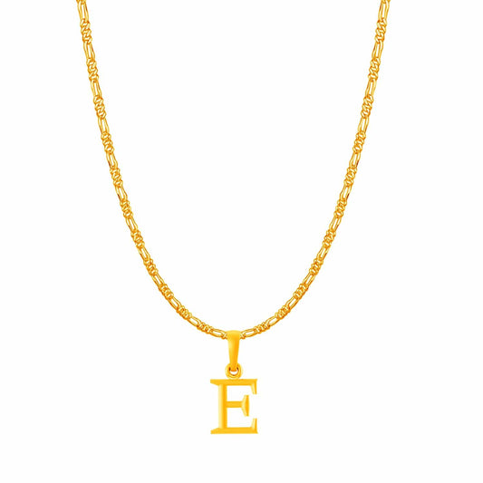 22KT Gold Plated Pure Silver (92.5% purity) precious Name alphabet chain pendant (Locket with Figaro chain- 22 Inches)