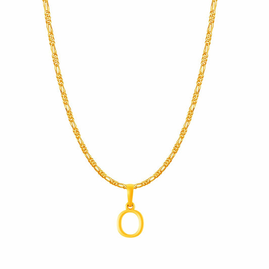 22KT Gold Plated Pure Silver (92.5% purity) precious Name alphabet chain pendant (Locket with Figaro chain- 22 Inches)