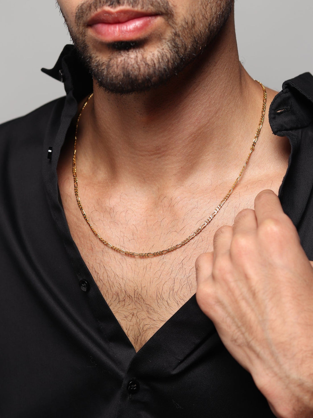 Figaro Chain for Men 22 Inches by Akshat Sapphire 22ct Gold Plated Silver 92.5 Purity MPSF_Gold
