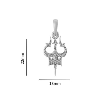 Akshat Sapphire Sterling Silver (92.5% purity) Spiritual Shiva Trishul Chain Pendant  (Pendant with Rope Chain-22 inches) for Men & Women Pure Silver Divine Shiva Trishul Chain Locket for Good Health & Wealth