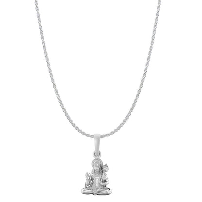 God Hanuman Chain Pendant (Pendant with Rope Chain- 22 inches) for Men & Women Pure Silver Lord bajrang bali Chain Locket for Good Health & Wealth