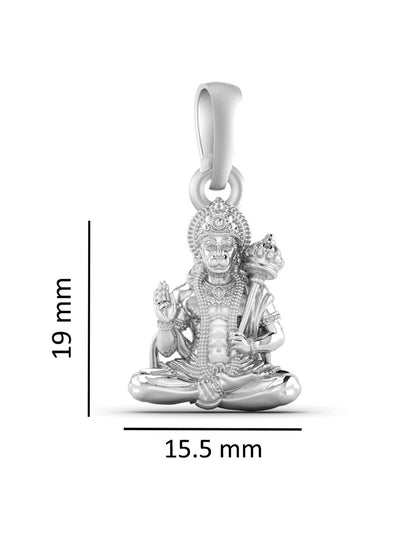 God Hanuman Chain Pendant (Pendant with Rope Chain- 22 inches) for Men & Women Pure Silver Lord bajrang bali Chain Locket for Good Health & Wealth