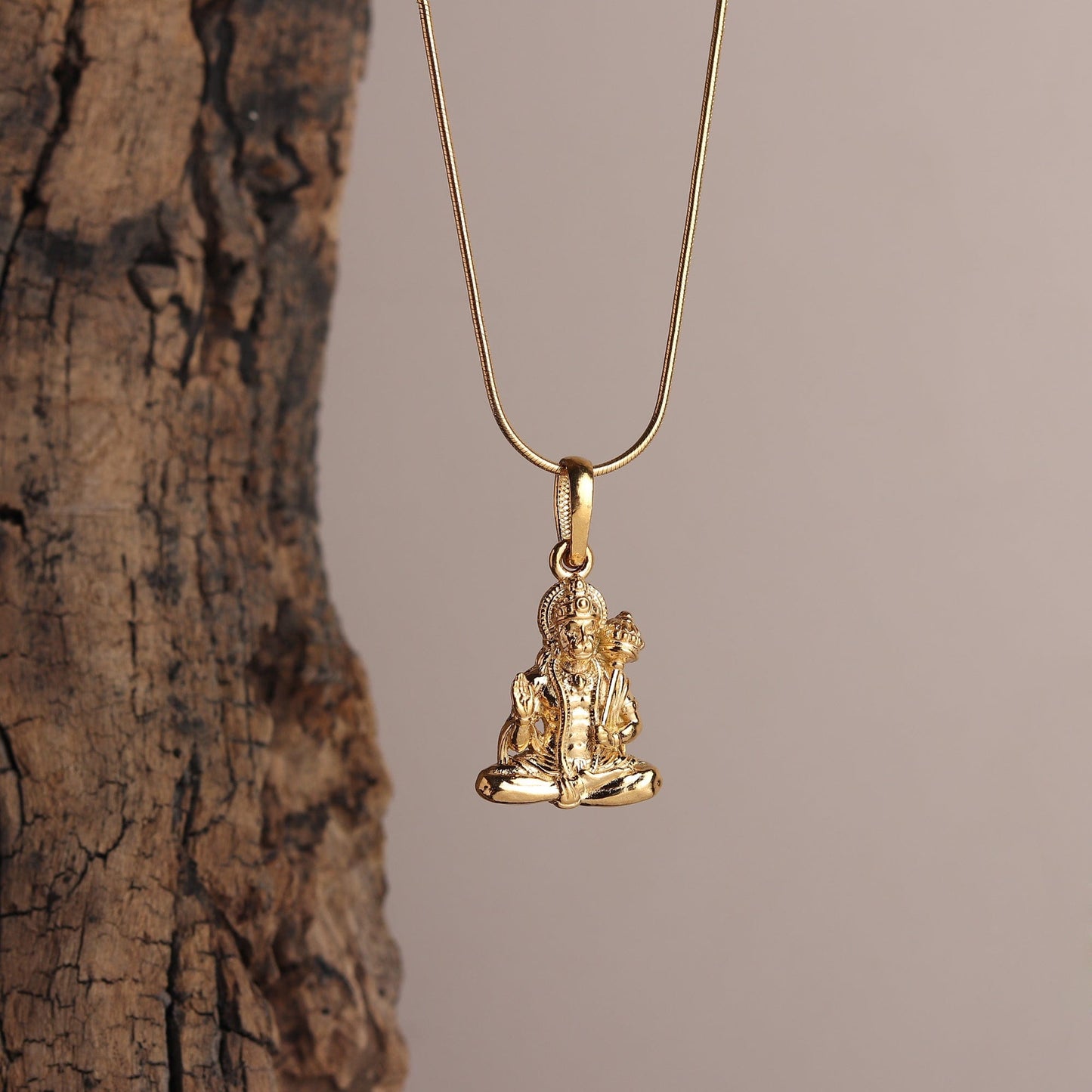 22KT Gold Plated Sterling Silver (92.5% Purity) God Hanuman/Bajrang Bali Chain Pendant (Locket with Rope Chain- 22 inches) for Men & Women