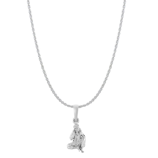 AKSHAT SAPPHIRE Sterling Silver (Silver with 92.5% purity) God Shree Sai Baba chain Pendant (Pendant with Rope Chain-22 inches) for Men & Women Pure Sterling Silver Lord Sai Baba chain Locket For Good Wealth & Health