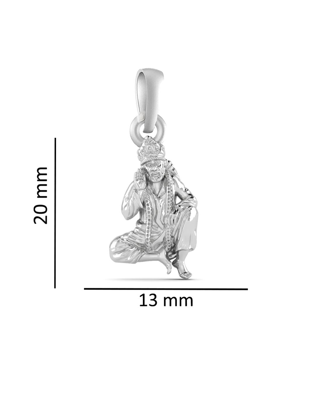 AKSHAT SAPPHIRE Sterling Silver (Silver with 92.5% purity) God Shree Sai Baba chain Pendant (Pendant with Rope Chain-22 inches) for Men & Women Pure Sterling Silver Lord Sai Baba chain Locket For Good Wealth & Health