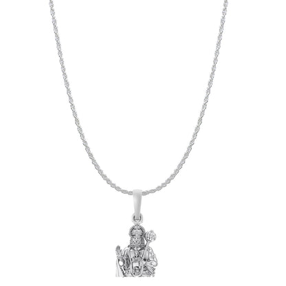 God Hanuman Chain Pendant (Pendant with Rope Chain- 22 inches) for Men & Women Pure Silver Lord bajrang bali Chain Locket for Good Health & Wealth