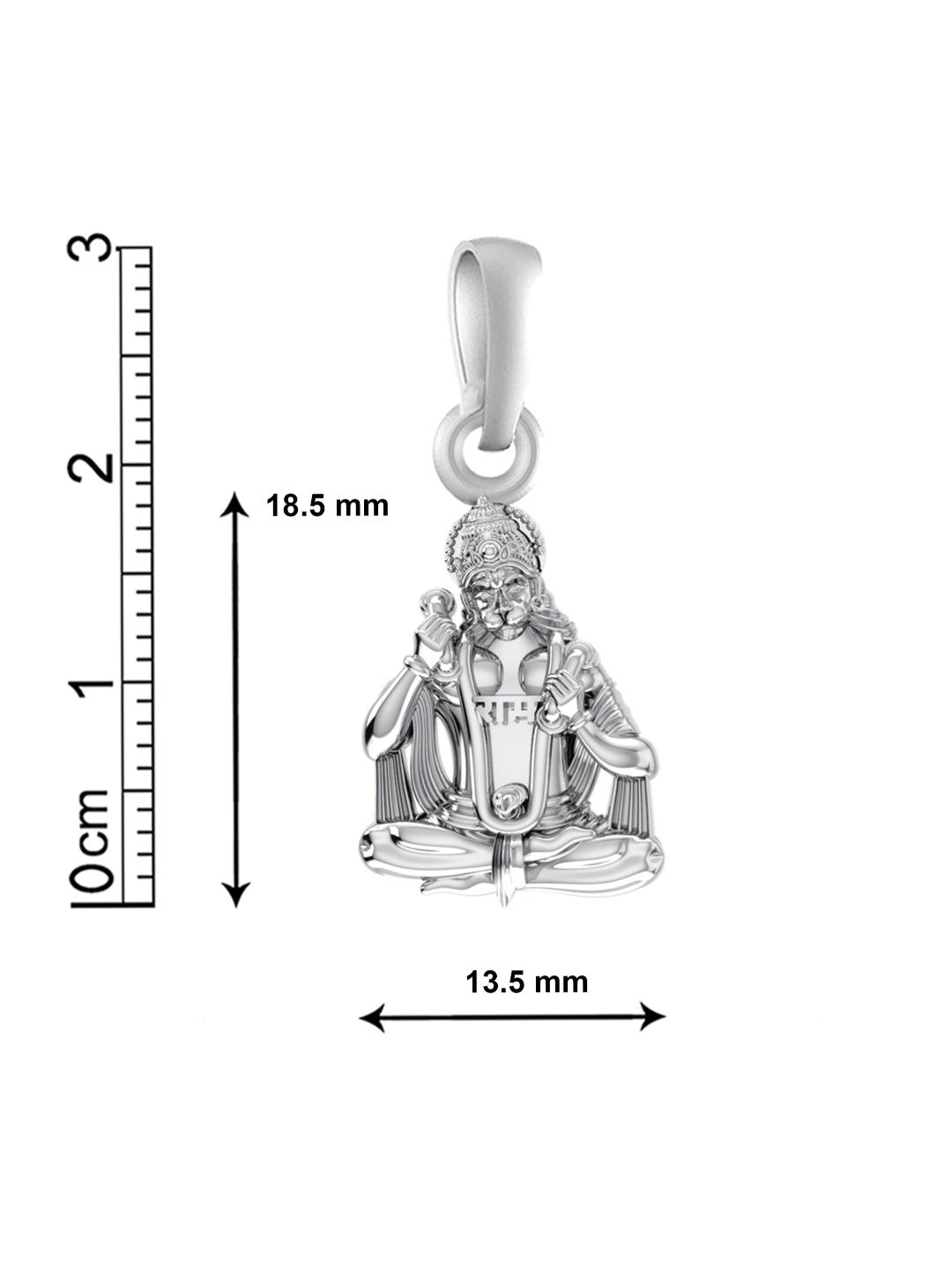 God Hanuman Chain Pendant (Pendant with Rope Chain- 22 inches) for Men & Women Pure Silver Lord bajrang bali Chain Locket for Good Health & Wealth
