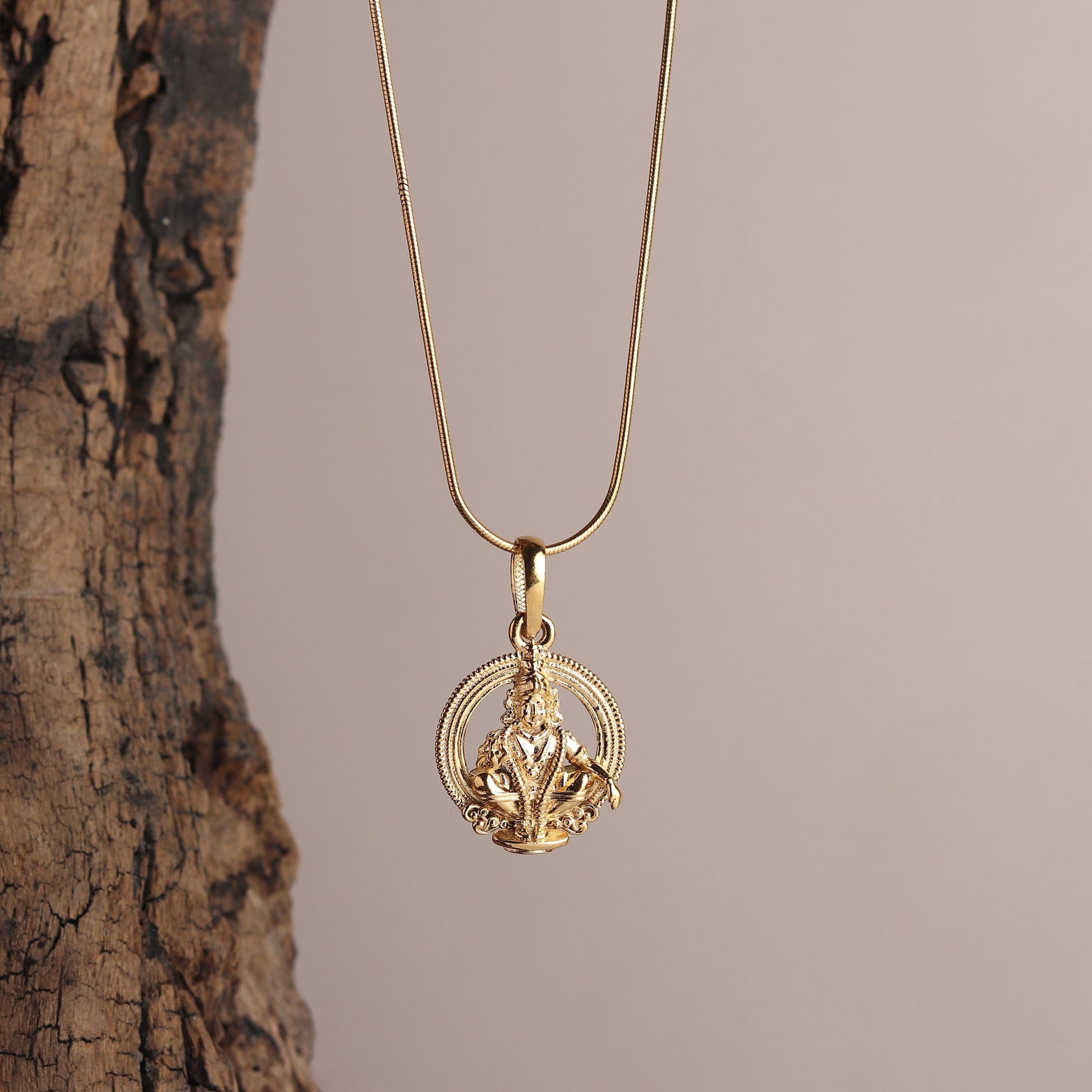 22KT Gold Plated Pure Silver Ayyappa Pendant With chain