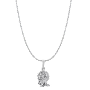 Akshat Sapphire Sterling Silver (92.5% purity) God Kartikeya Chain Pendant (Pendant with Rope Chain-22 inches) for Men & Women Pure Silver Lord Kartikeya Chain Locket for Good Health & Wealth