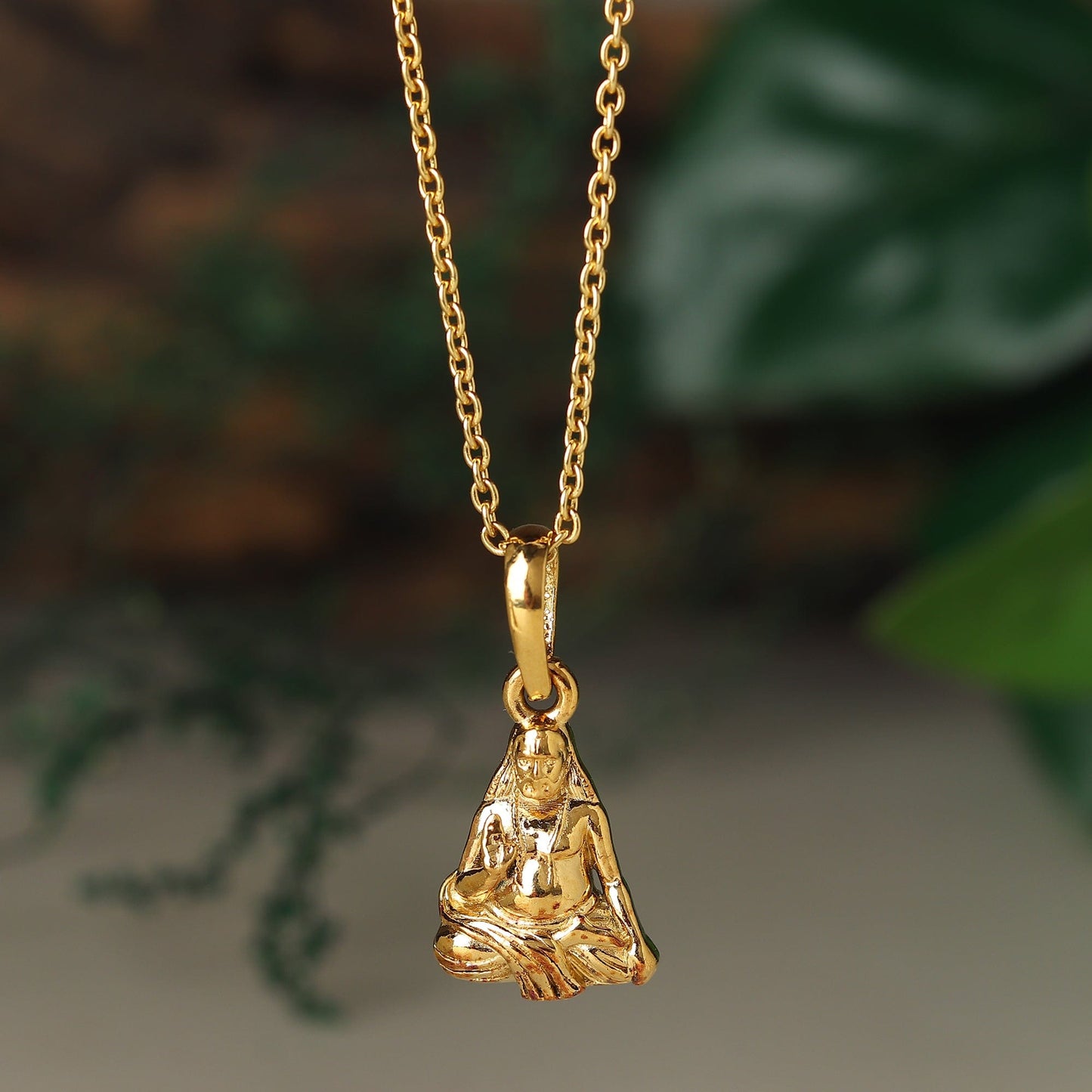 22CT Gold Plated Sterling Silver 92.5% Purity God Raghvendra Swamy Pendant with Rope Chain 22 Inches for Men by Akshat Sapphire MPSR7146_Gold