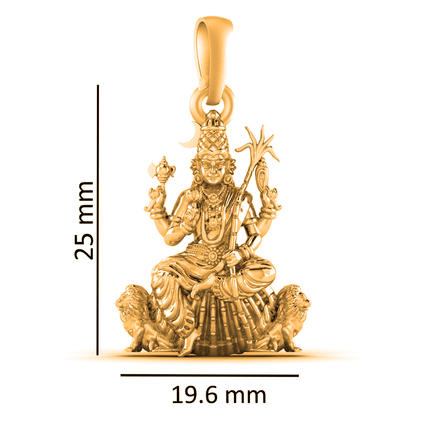 22CT Gold Plated Sterling Silver 92.5% Purity Goddess Kamakshi Devi Pendant with Rope Chain 22 Inches for Men by Akshat Sapphire MPSR7181_Gold