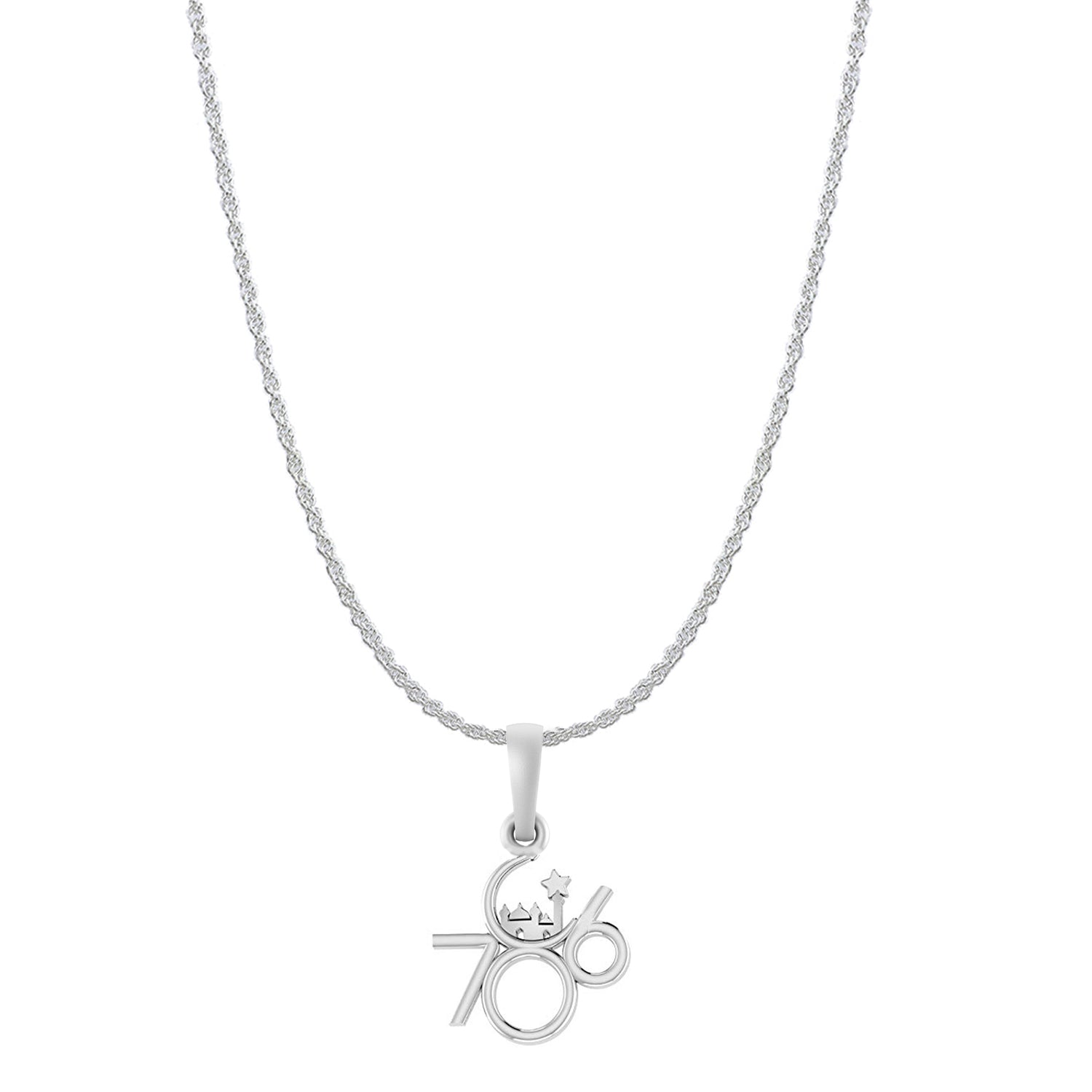 Religious and lucky 786 Chain Pendant (Pendant with Rope Chain-22 inches) for Men and women Pure Silver Muslim spiritual 786 Chain Locket for Good Luck, Health & Wealth