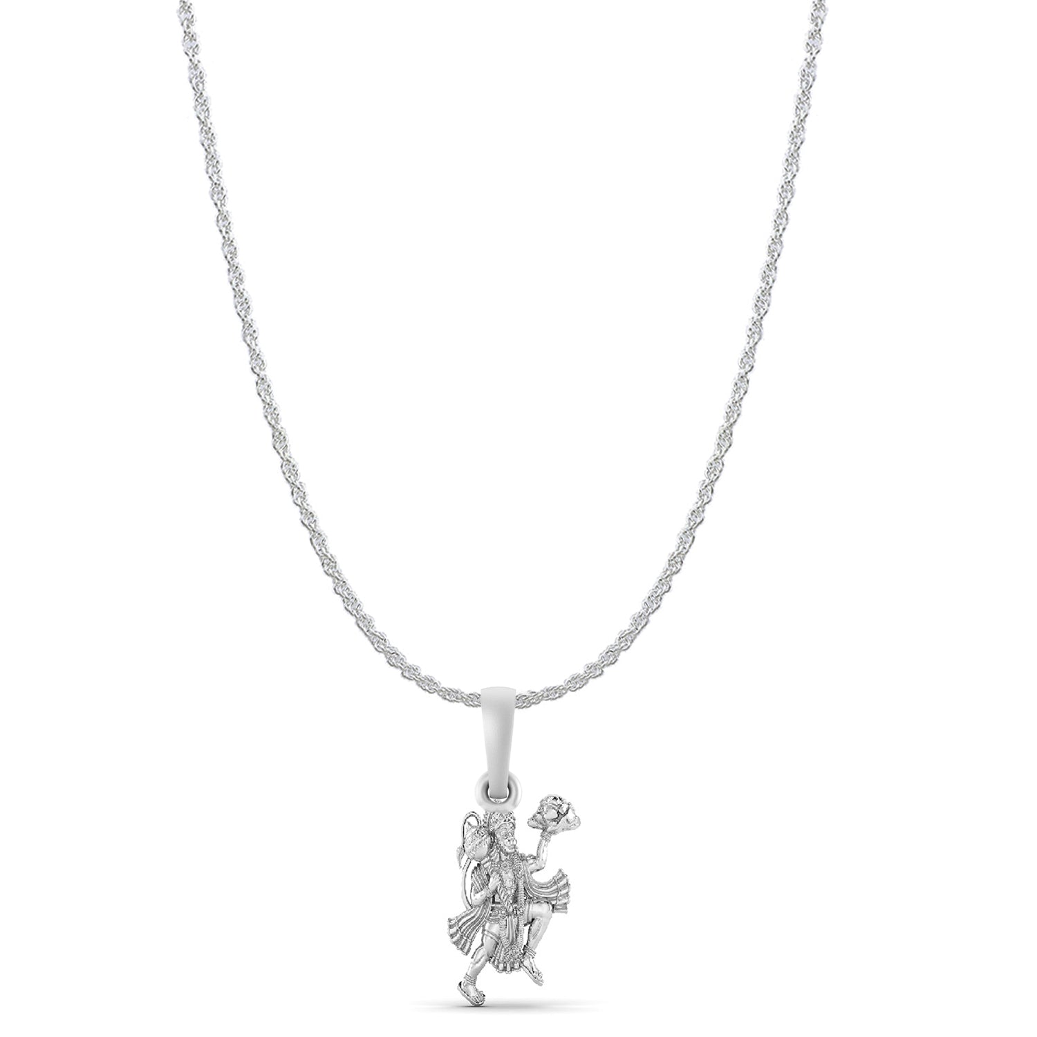 God Hanuman Chain Pendant (Pendant with Rope Chain- 22 inches) for Men & Women Pure Silver Lord bajrang bali Chain Locket for Good Health & Wealth