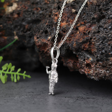 Akshat Sapphire Sterling Silver (92.5% purity) God Krishna Chain Pendant (Pendant with Rope Chain-22 inches) for Men & Women Pure Silver Lord Krishna Chain Locket for Good Health & Wealth