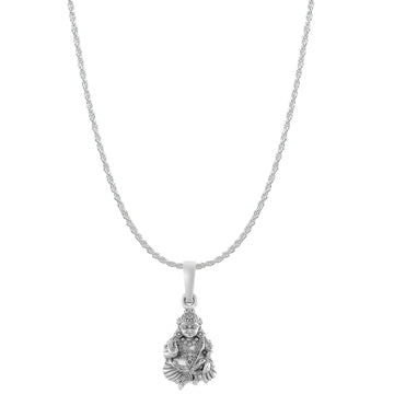 Akshat Sapphire Sterling Silver (92.5% purity) God Kuber Chain Pendant (Pendant with Rope Chain-22 inches) for Men & Women Pure Silver Lord Kubera Chain Locket for Good Health & Wealth