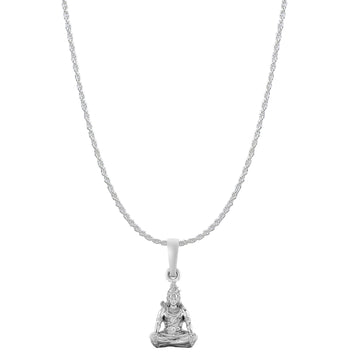 Akshat Sapphire Sterling Silver (92.5% purity) God Shiva Chain Pendant (Pendant with Rope Chain-22 inches) for Men & Women Pure Silver Lord Shiv Chain Locket for Good Health & Wealth