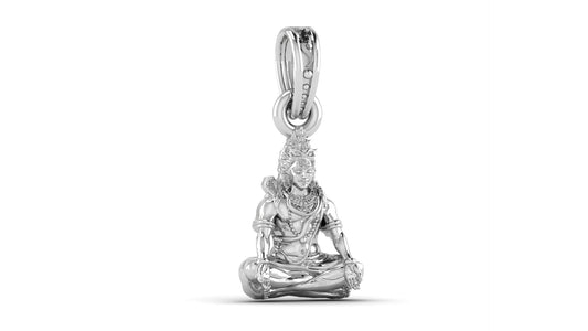 Akshat Sapphire Sterling Silver (92.5% purity) God Shiva Chain Pendant (Pendant with Rope Chain-22 inches) for Men & Women Pure Silver Lord Shiv Chain Locket for Good Health & Wealth