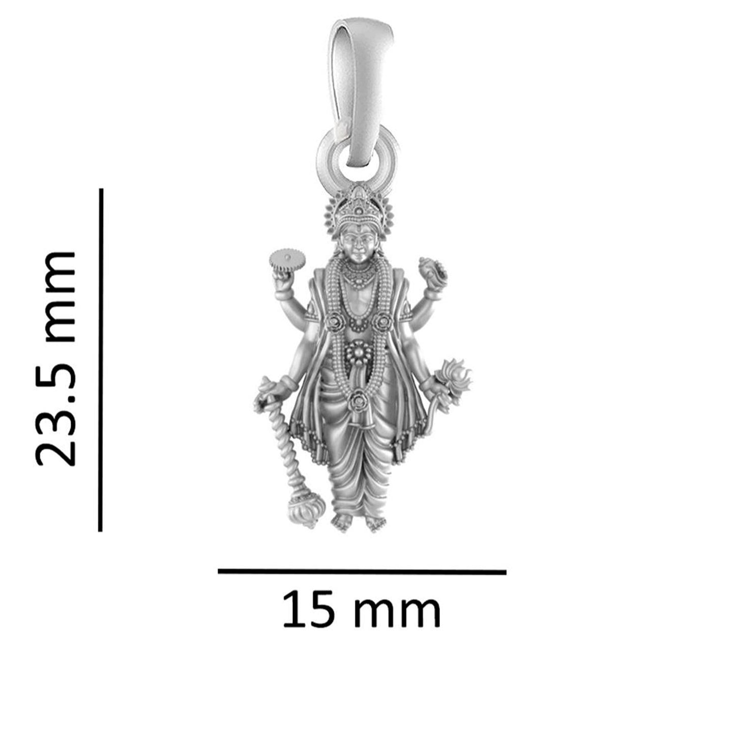 Akshat Sapphire Sterling Silver (92.5% purity) Vishnu ji chain pendant (Pendant with Rope Chain-22 inches) for Men and women, God vishnu chain Locket for Good Luck, Health & Wealth