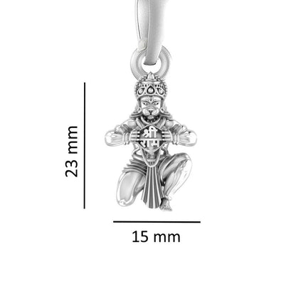God Hanuman Chain Pendant (Pendant with Rope Chain- 22 inches) for Men & Women Pure Silver Lord bajrang bali Chain Locket for Good Health & Wealth