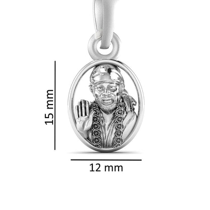 AKSHAT SAPPHIRE Sterling Silver (Silver with 92.5% purity) God Shree Sai Baba chain Pendant (Pendant with Rope Chain-22 inches) for Men & Women Pure Sterling Silver Lord Sai Baba chain Locket For Good Wealth & Health