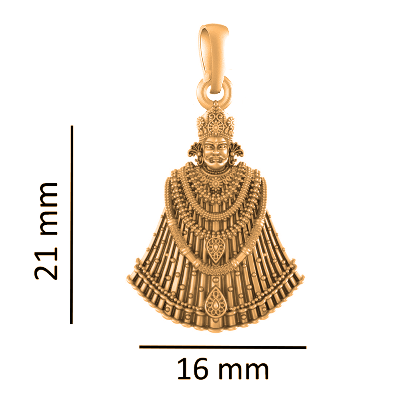 22KT Gold Plated Sterling Silver (92.5% Purity) Pure Silver God Baba Khatu Shyam Chain Pendant (Locket with Rope Chain-22 inches) for Men & Women