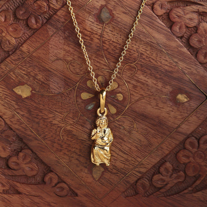 22KT Gold Plated Sterling Silver (92.5% Purity) Pure Silver Spiritual Satya Sai baba Chain Pendant (Locket with Rope Chain-22 inches) for Men & Women