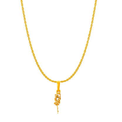 22KT Gold Plated Silver (92.5% Purity) Pure Silver Stylish and Fashionable Happy Dancing girl Chain Pendant (Locket with Rope Chain-22 inches) for Men