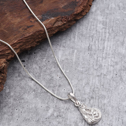 Akshat Sapphire Sterling Silver (92.5% purity) God Mother Mary chain Pendant (Pendant with Rope Chain-22 inches) for Men & Women Pure Silver Mother Marry chain Locket for Good Health & Wealth