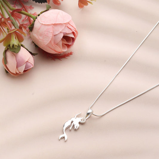 Akshat Sapphire Sterling Silver (92.5% purity) ambitious and Stylish divine Mermaid Chain Pendant  (Pendant with Rope Chain-22 inches) for Men & Women Pure Silver Fashionable and gorgeous Mermaid Chain Locket for Happiness and joy