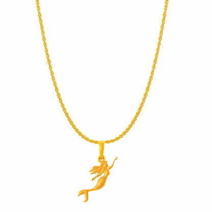 22KT Gold Plated Silver (92.5% Purity) Pure Silver ambitious and Stylish divine Mermaid Chain Pendant (Locket with Rope Chain-22 inches) for Men