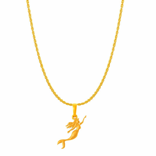 22KT Gold Plated Silver (92.5% Purity) Pure Silver ambitious and Stylish divine Mermaid Chain Pendant (Locket with Rope Chain-22 inches) for Men