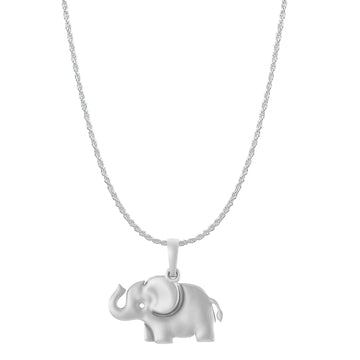 Akshat Sapphire Sterling Silver (92.5% purity) Strength Symbolic Elephant Chain Pendant  (Pendant with Rope Chain-22 inches) for Men & Women Pure Silver Elephant Chain Locket to represent strength and power