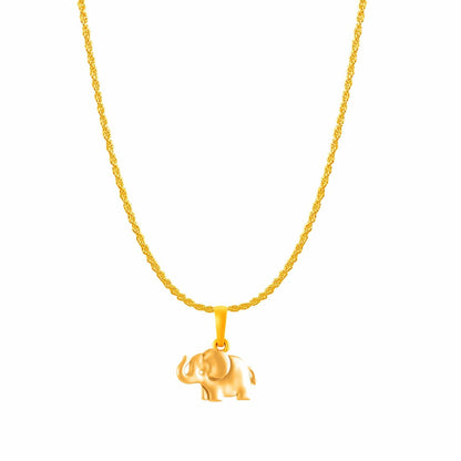 22KT Gold Plated Silver (92.5% Purity) Pure Silver Strength Symbolic Elephant Chain Pendant (Locket with Rope Chain-22 inches) for Men & Women