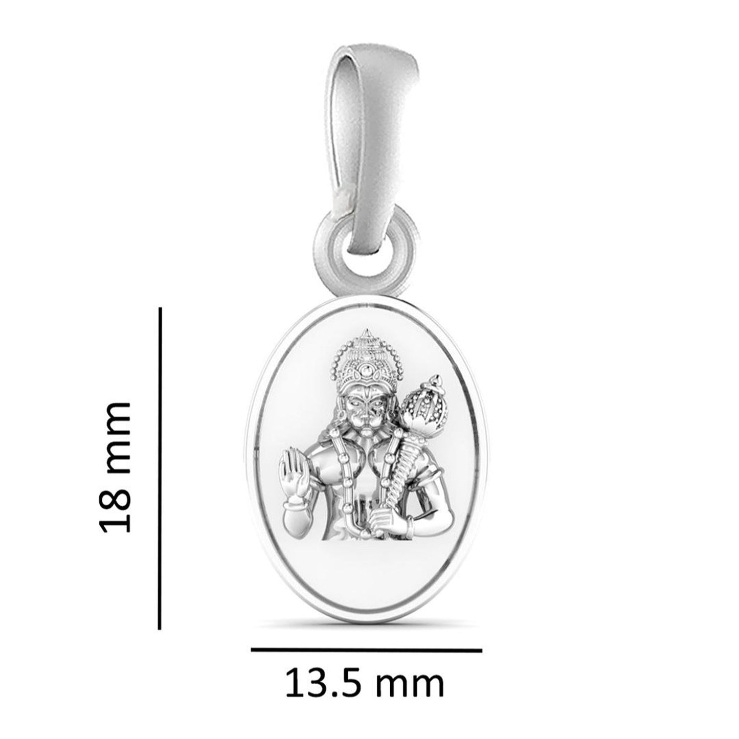 God Hanuman Chain Pendant (Pendant with Rope Chain- 22 inches) for Men & Women Pure Silver Lord bajrang bali Chain Locket for Good Health & Wealth