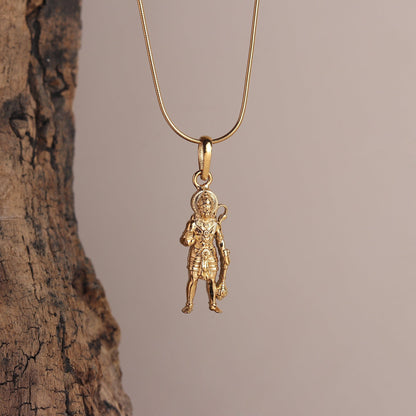 22KT Gold Plated Sterling Silver (92.5% Purity) Pure Silver God Hanuman Chain Pendant (Locket with Rope Chain- 22 inches) for Men & Women