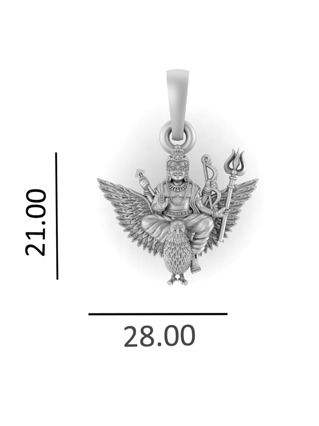 God Shani Dev Pure Silver 92.5% purity Chain pendant by Shani Dev Pendant (Pendant with Rope Chain-22 inches)