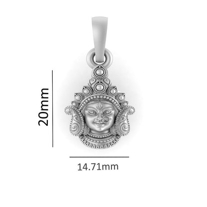 God Durga Maa Pure Silver 92.5% purity Chain pendant by Durga Maa Pendant (Pendant with Rope Chain-22 inches)