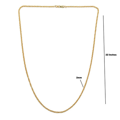22KT Gold Plated Sterling Silver Spiritual Vel Pandel Pure Silver (92.5% Purity) Chain with Vel Pandel Pendant (Pendant with Rope Chain-22 inches)