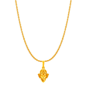 Akshat Sapphire 24KT Gold Plated Sterling Silver (92.5% purity) God Ganesha Chain Pendant (Pendant with Rope Chain-22 inches) for Men & Women Pure Silver Lord Ganapathy Chain Locket for Good Health & Wealth