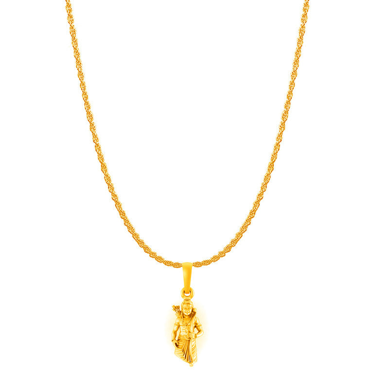 Akshat Sapphire 24KT Gold Plated Sterling Silver (92.5% purity) God Ram Ji chain Pendant (Pendant with Rope Chain-22 inches) for Men & Women Pure Silver Bhagwan Shri Ram Locket for Good Health & Wealth