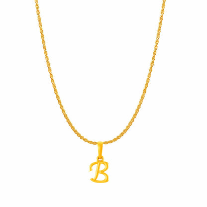 22KT Gold Plated Pure Silver (92.5% purity) precious Name alphabet chain pendant (Locket with Rope chain- 22 Inches)