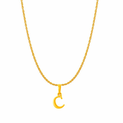 22KT Gold Plated Pure Silver (92.5% purity) precious Name alphabet chain pendant (Locket with Rope chain- 22 Inches)